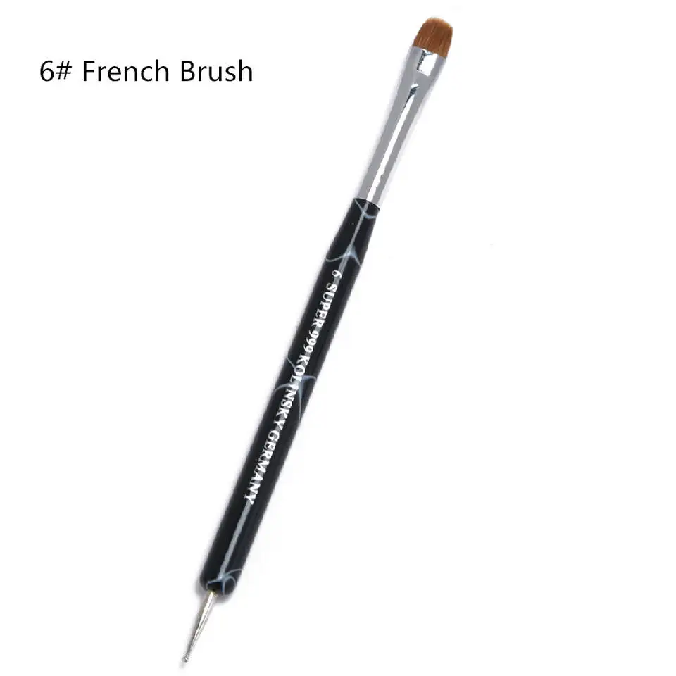 High Quality Custom French Brush Nail Art Polish Dotting Pen Tool Double End Nail Painting Acrylic Pinceles Sable Nail Art Brush