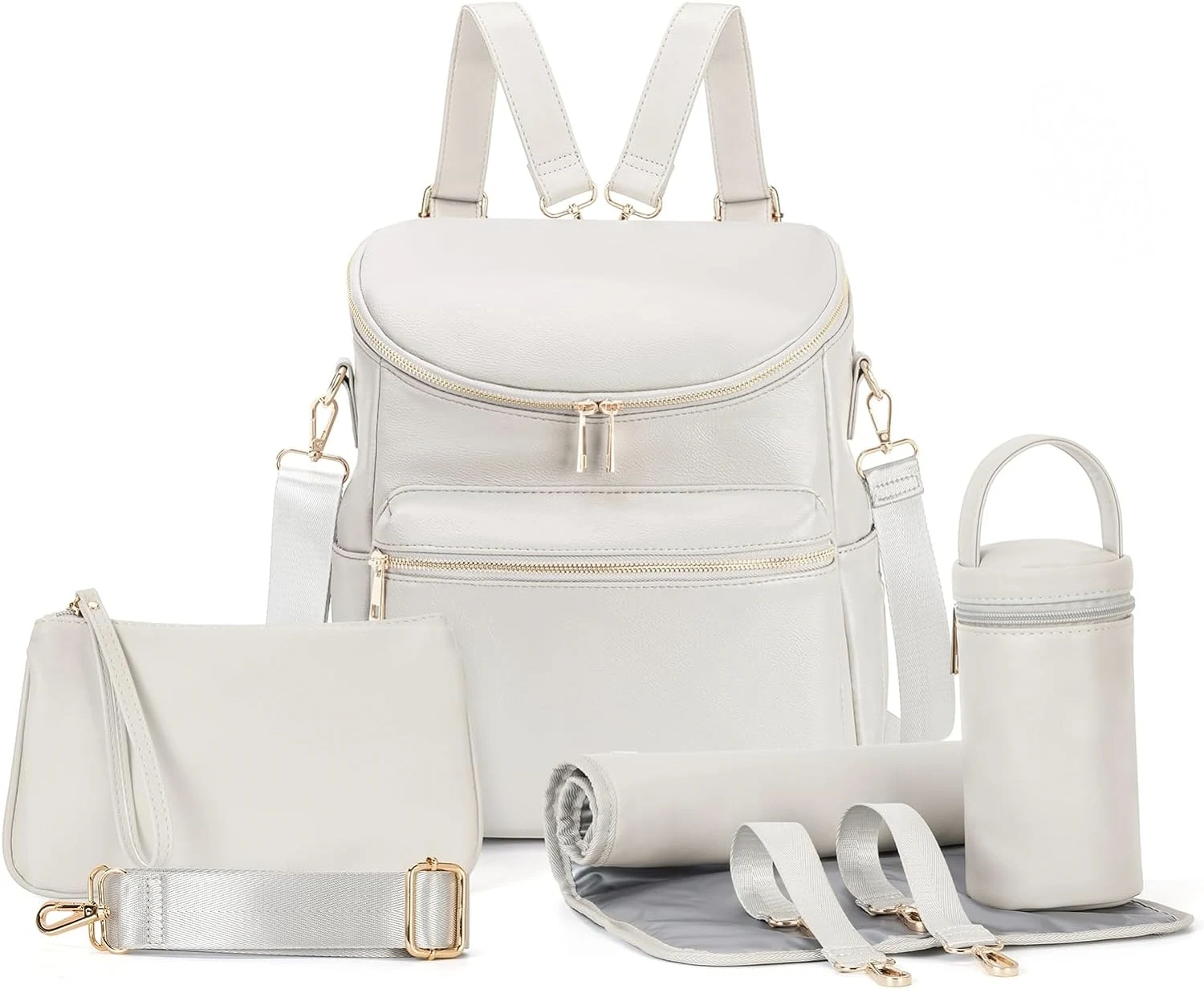 New production 2024 PU leather Breast Pump waterproof Mother Baby Walking Outdoor maternity bag mommy diaper nappy Backpack