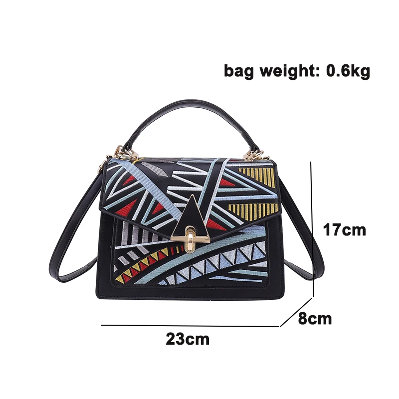 Women designer messenger aztec purses embroidery shoulder square girls crossbody bag
