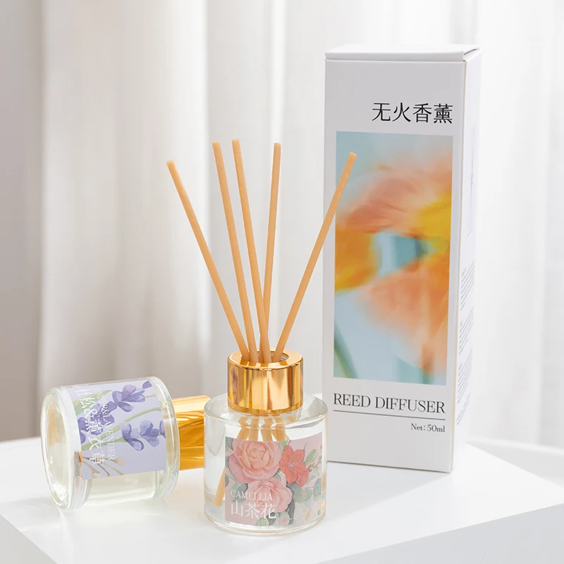 Wholesale 50ml 100ml Home Luxury  Glass jar Aromatherapy Essential Oil Reed Diffuser Gift Set