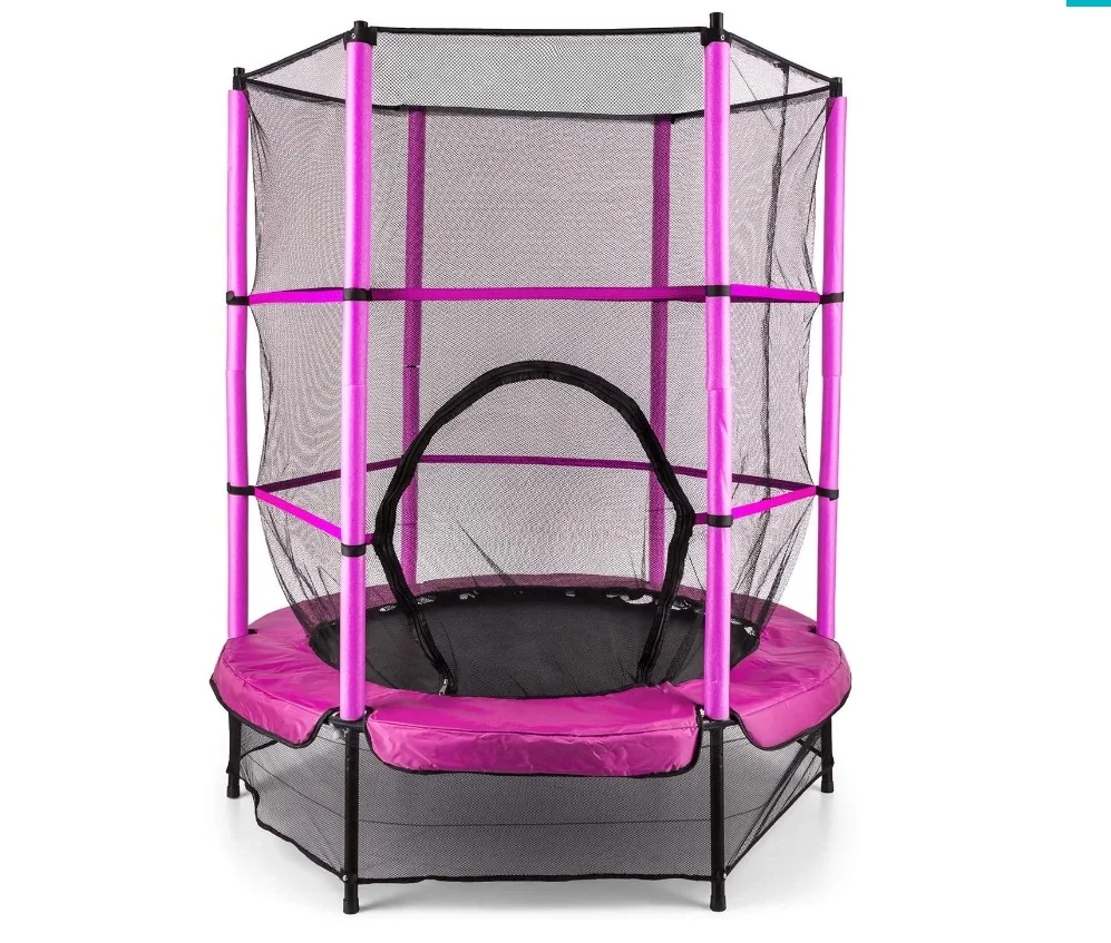 Hot Sell Cheap Small 55 Inch Mini Trampolines Jumping Children Indoor Playing Kids Trampolines With Safety Net For Sale