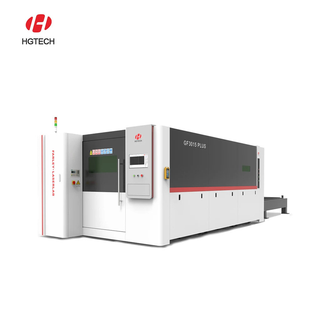 HGTECH GF3015 Hot Selling Whole Cover Fiber Laser Cutting Machine 1530 Sheet Metal For Iron 1 Meters
