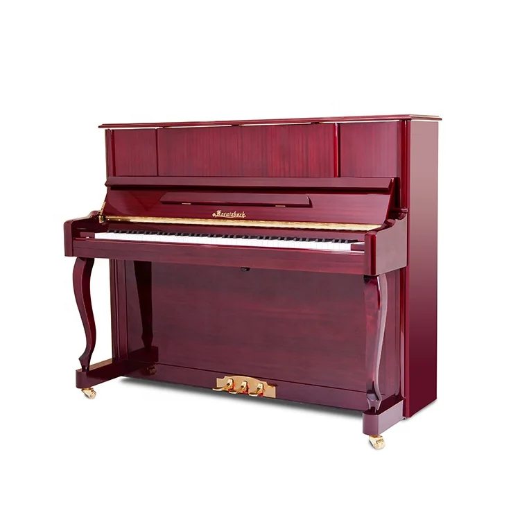 KU-123 Wine Red 88 Key Solid Wood Mechanical Acoustic Piano Keyboard CNC Processed Upright Piano