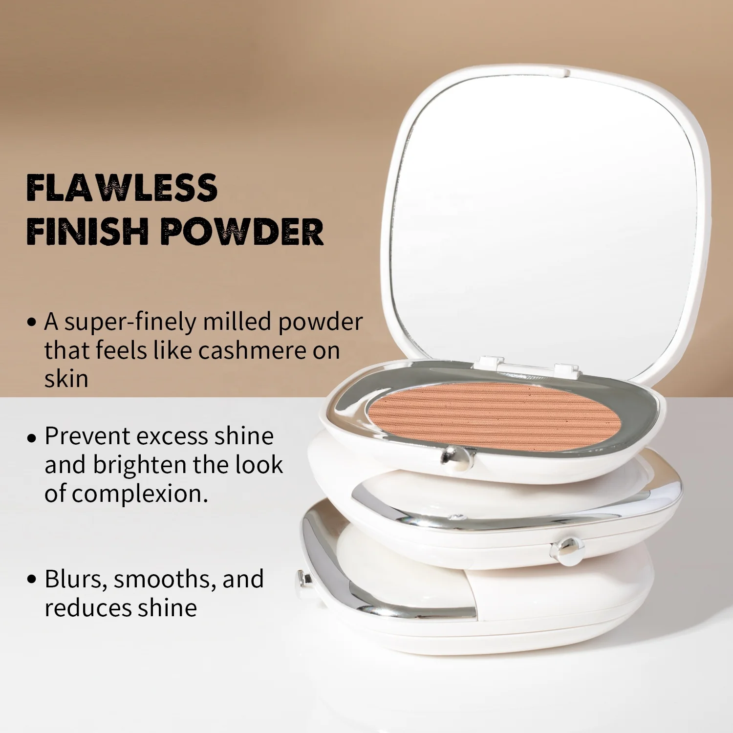 OEM Tanning Pressed Waterproof Setting Powder Palette With Brush Blurs Makeup Face Setting Powder