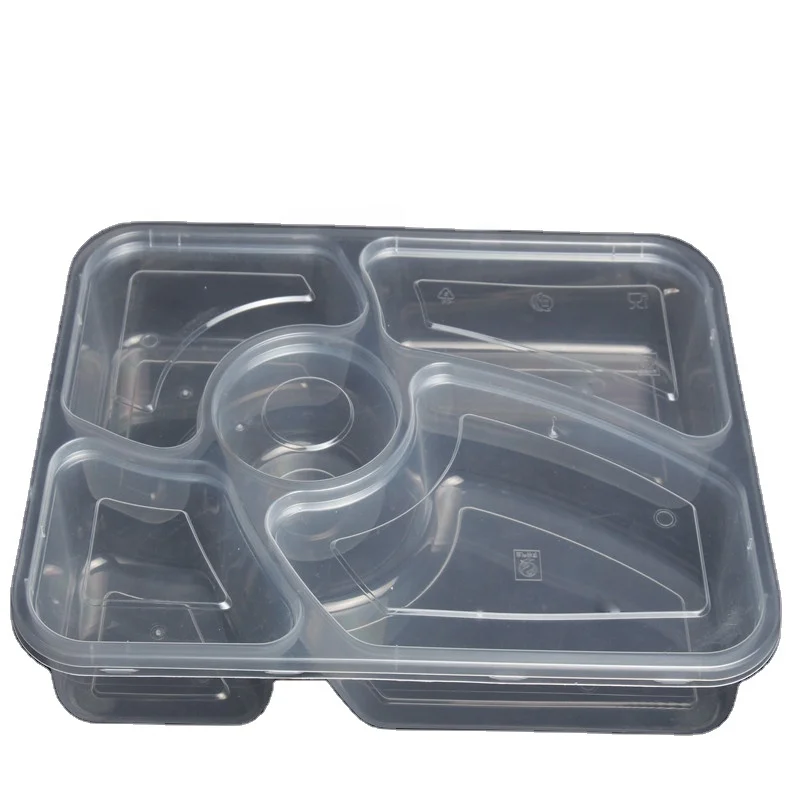 Microwaveable 5 Compartment.Bento Box Plastic Food Container