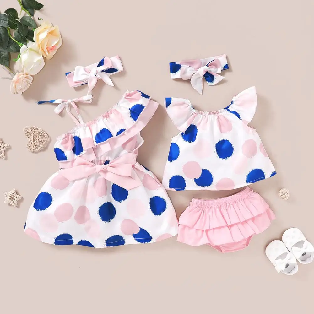 
2020 Summer Girls Clothing Sets Cute Korean Oblique Shoulder Jumpsuit With Headband Baby Kids Children Clothes Hot Sell 
