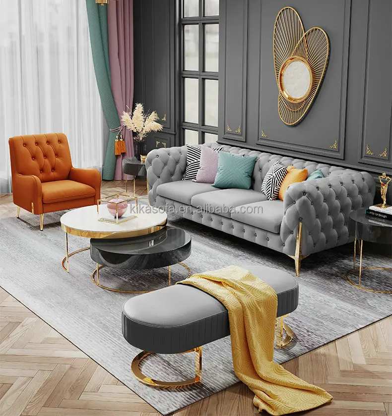 Modern White Leather Couch Living Room Furniture Chesterfield Sofas Real Cow Leather Sofa