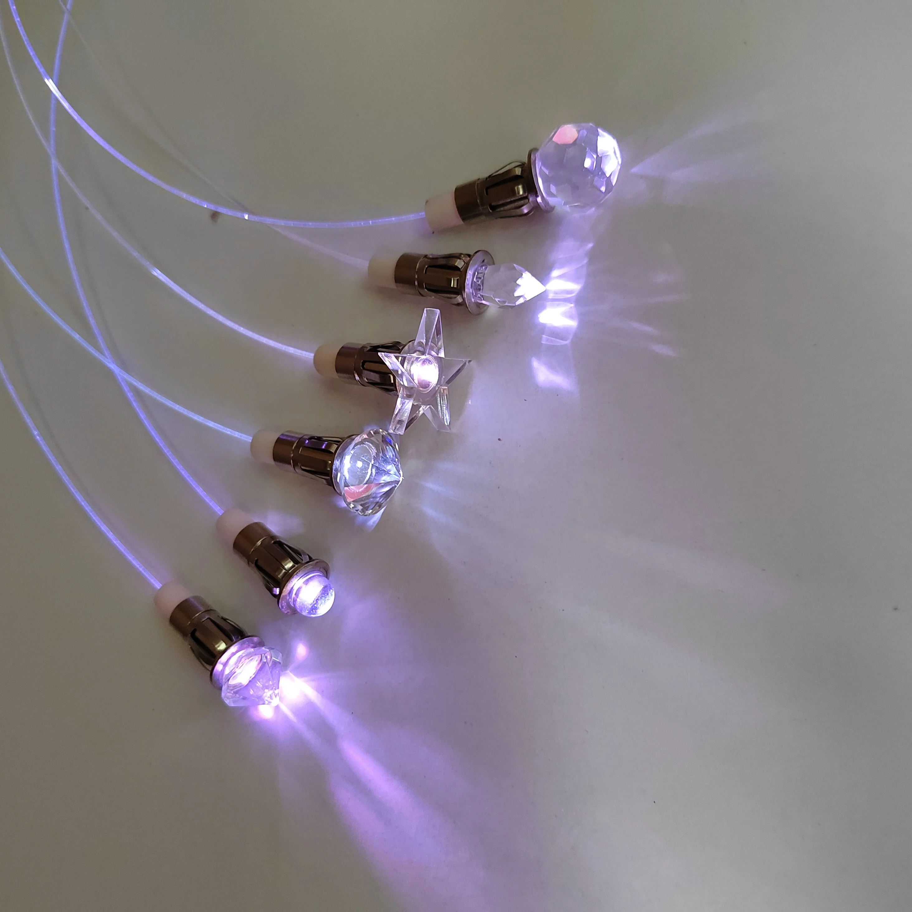 Various shape hotel luxury Crystal stainless steel fiber optic end pieces for ceiling lighting