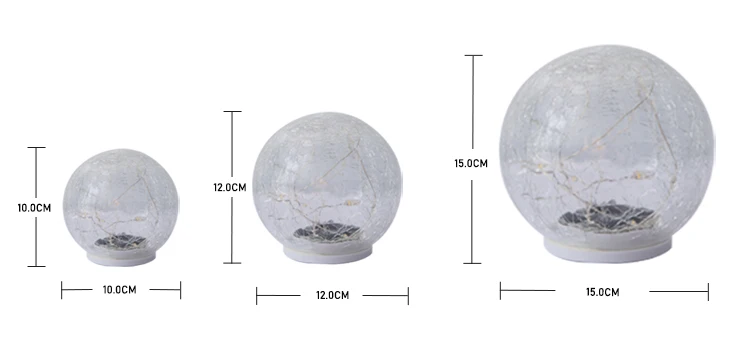 Outdoor  Solar Powered LED Garden Light Cracked Glass Globe Solar Ball Lights with LED garland inside Decoration Lights