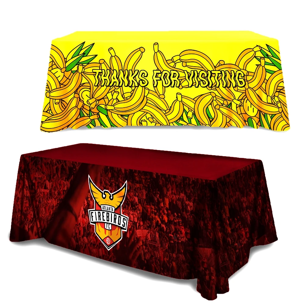 Custom Promotional Conference Advertising Printed Throw Fitted Stretch Spandex Table Cloth with Different Styles