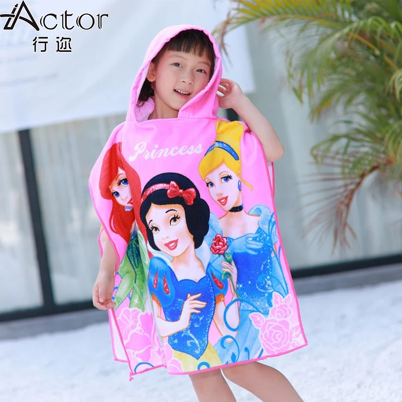 Пляжное полотенце с принтом детское банное пончо для серфинга пляжное капюшоном