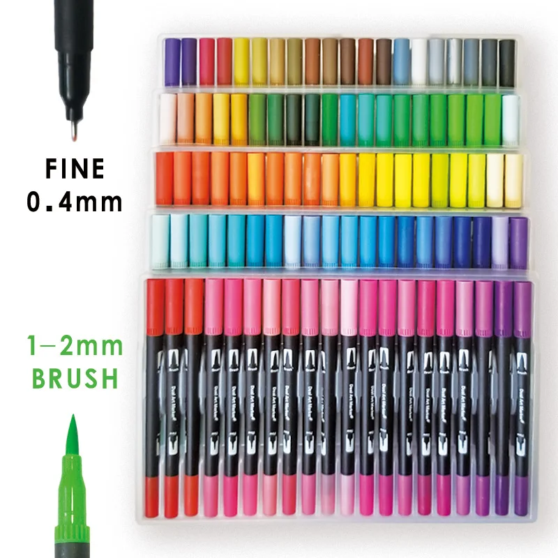 
Art Markers Supplies Painting 12/24/48/60/80/100 Colors Set Soft Head Dual Tip Brush Pens Double Head Watercolor brush Pens 