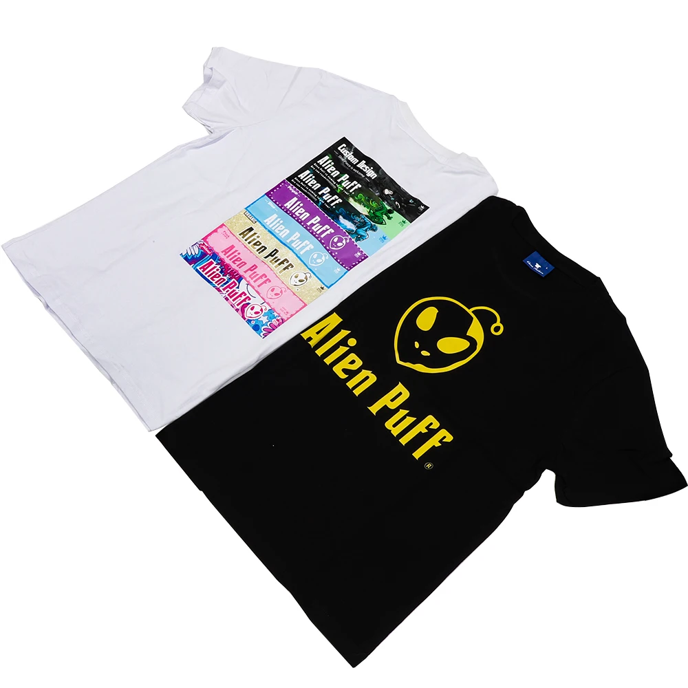 Alien Puff  High Quality Custom Smoking Shop Uniform Smoke Exhibition Advertising T-shirt 100% Cotton White Black Unsex