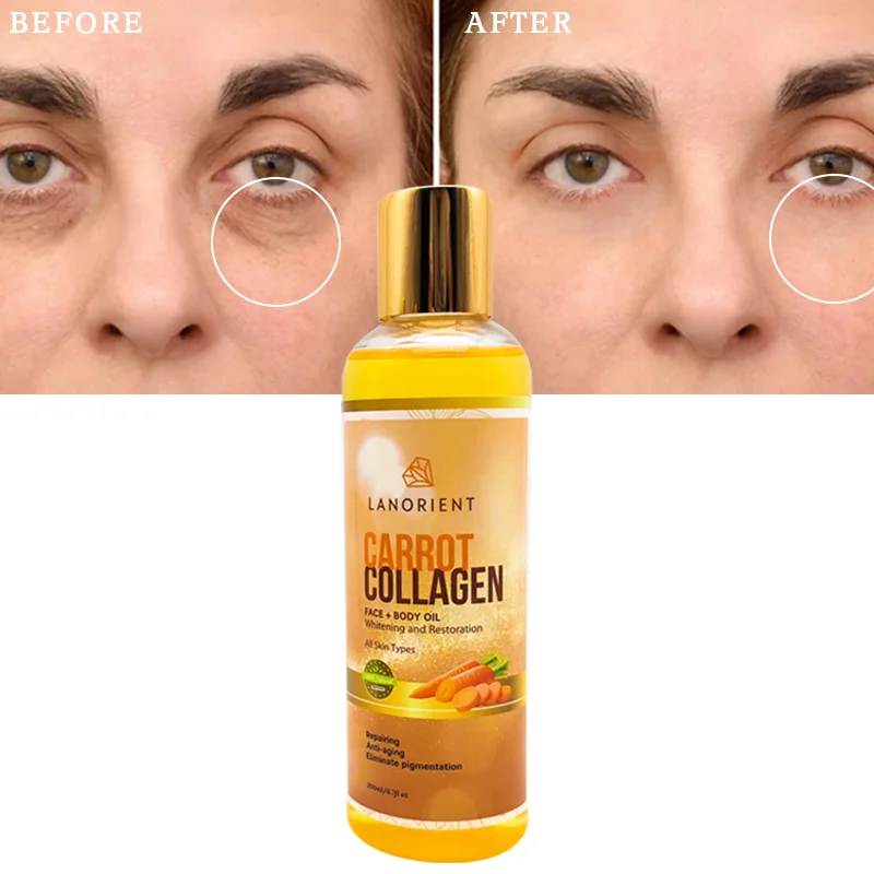 Private Label 7 Days Quick Skin Whitening Collagen Anti-Aging Carrot Oil For Dark Skin Whitening