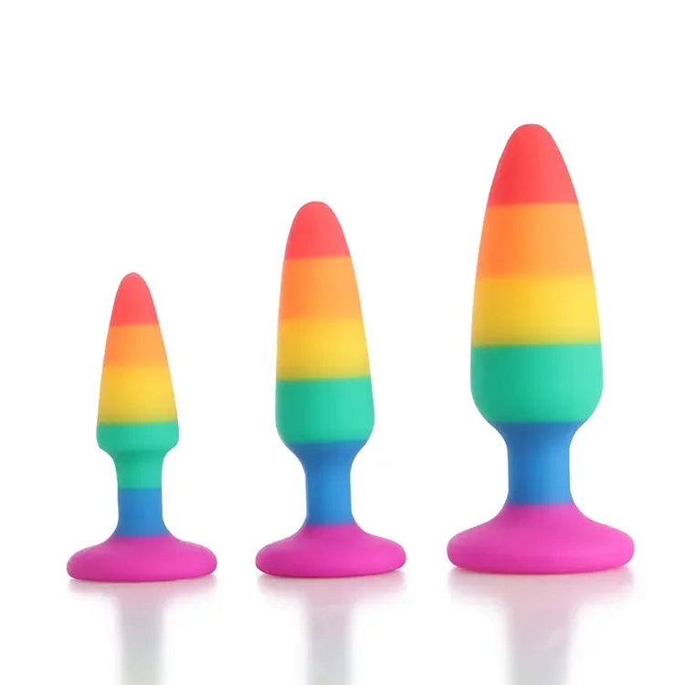 Rainbow Color Anal Plug Medical Grade Liquid Silicone Adult Toy Anal Butt G-spot Stimulation for Men Women