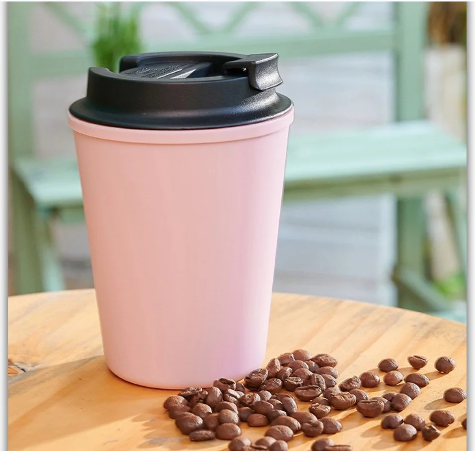 12 унций/16 унций рисовой шелухи волокна не содержит Бисфенол А с двойной стенкой многоразовый кофейные чашки на ходу кружка для путешествий закручивайте туго крышка рельефным рисунком