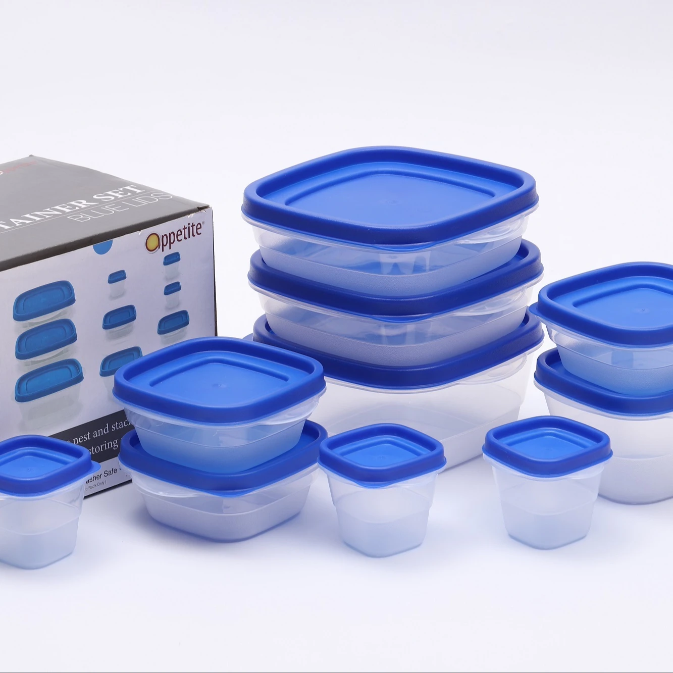Microwave Safe Fridge Safe Wash machine Safe  20pcs Easy Find Lids Plastic Food Storage Containers Set