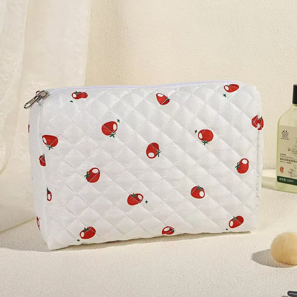 Багажная 2024, Симпатичная хлопковая стеганая Студенческая сумка с застежкой-молнией, полосатый волнистый дизайн для хранения в женском стиле