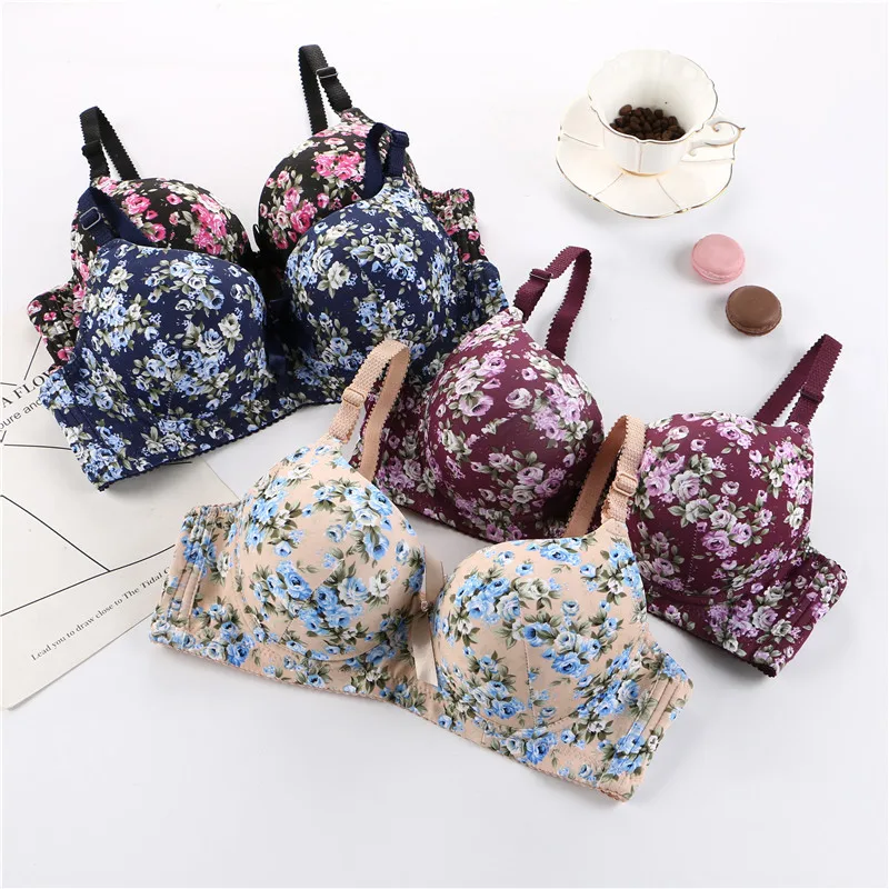Wholesale  Deep V  Girl Women floral Bra Thin Underwear Sexy Lingerie Soft Bras For Women