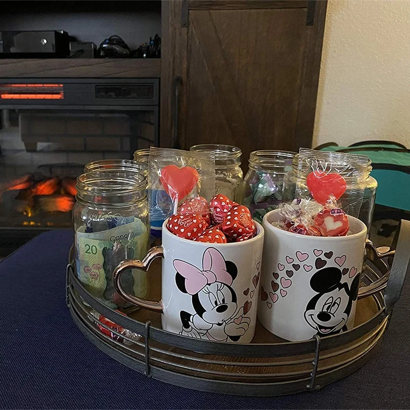 14 oz Minnie  Blowing Kiss  Design with Heart Shaped Metallic Handle couple mug