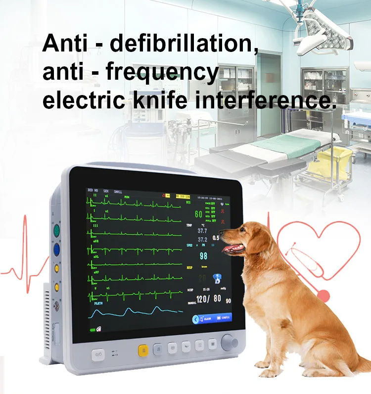 Leshypet  Portable Veterinary Monitor Medical Digital Multi Parameters Monitor With NIBP, TEMP SPO2 RESP and PR for ICU