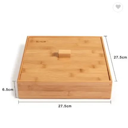 Creative Home Multi-Functional Snack and Nut Box Bamboo and Wood Plate Divided into Dry Fruit Tray for Lazy People