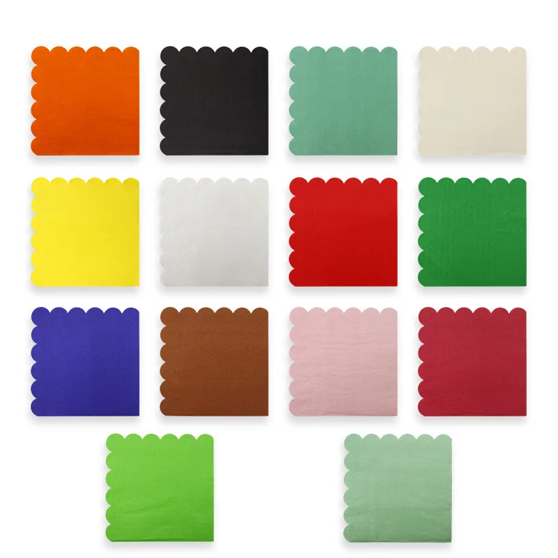 Factory Wholesale Disposable Lace Solid Color 25*25 Paper Napkin Birthday Party Tableware & Table Decoration Supplies