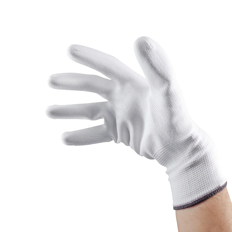 Hot Selling White Nylon Pu Coated Nylon Gloves Construction Work Safety Pu Work Gloves Thin Work Gloves