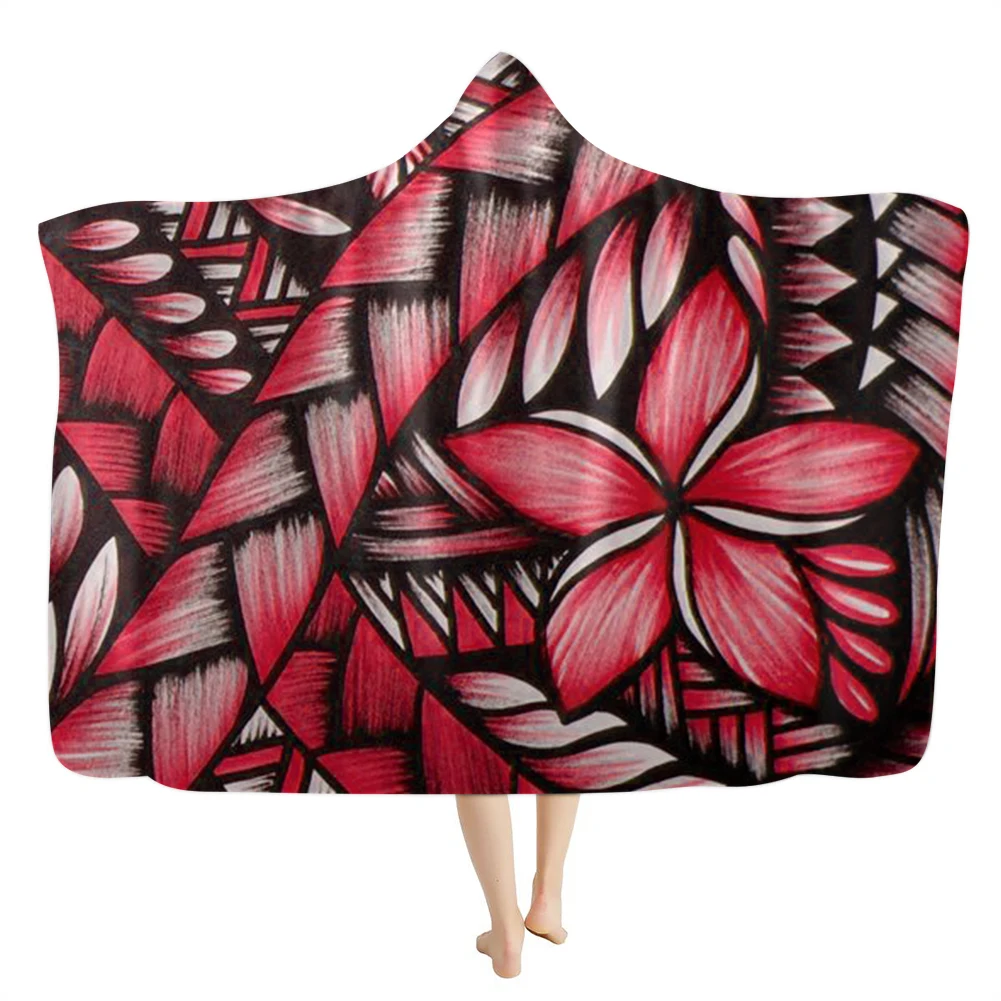 New Arrival 2021 Polynesian Pattern 3D Print Soft Hooded Bathrobes Cloak Hooded Blanket Throw Cozy Beautiful Wearable Blanket