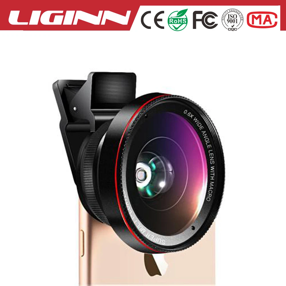 Объектив камеры телефона 2 в 1 0,45x супер широкоугольный объектив 12,5x макрообъектив с кожаным чехлом для мобильного телефона