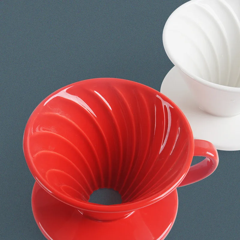 Hot Selling Ceramic Coffee Drip Filter Cup Glossy Spiral Coffee Filter Dripper