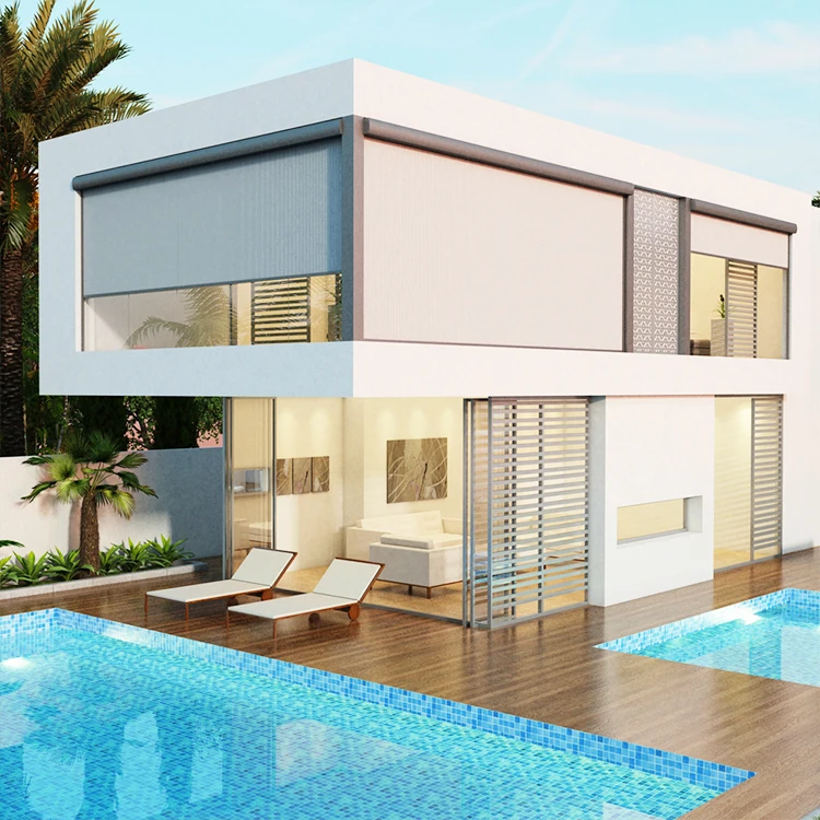 Balcony High-end Rain and Wind Proof Rolling Curtain Curtain Electric Outdoor Rain and Sun Protection Heat Insulation Sunshade