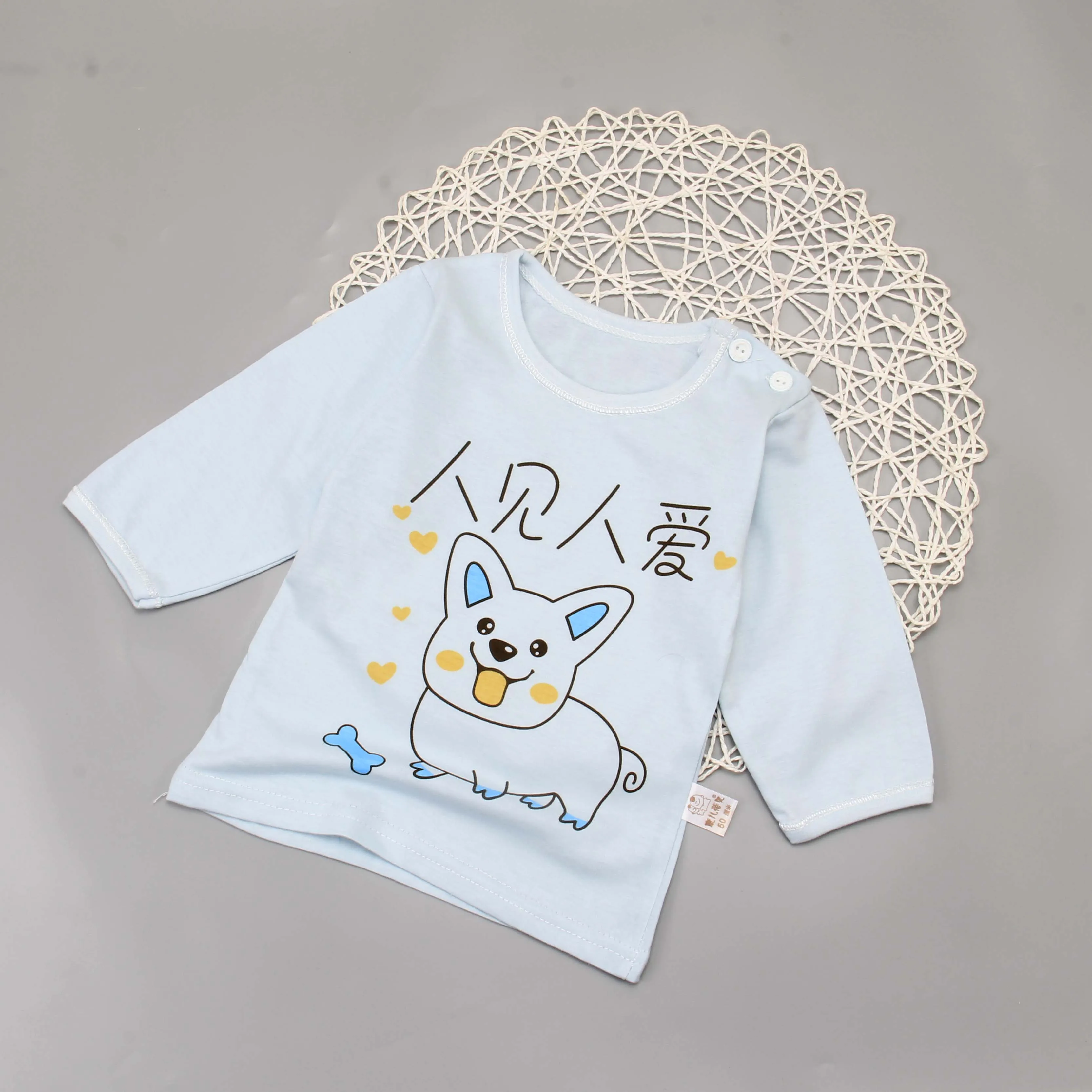 
Hot spring and summer 2020 o-neck boys and girls T-shirt 100% cotton 0-3-year-old baby clothing underwear wholesale 