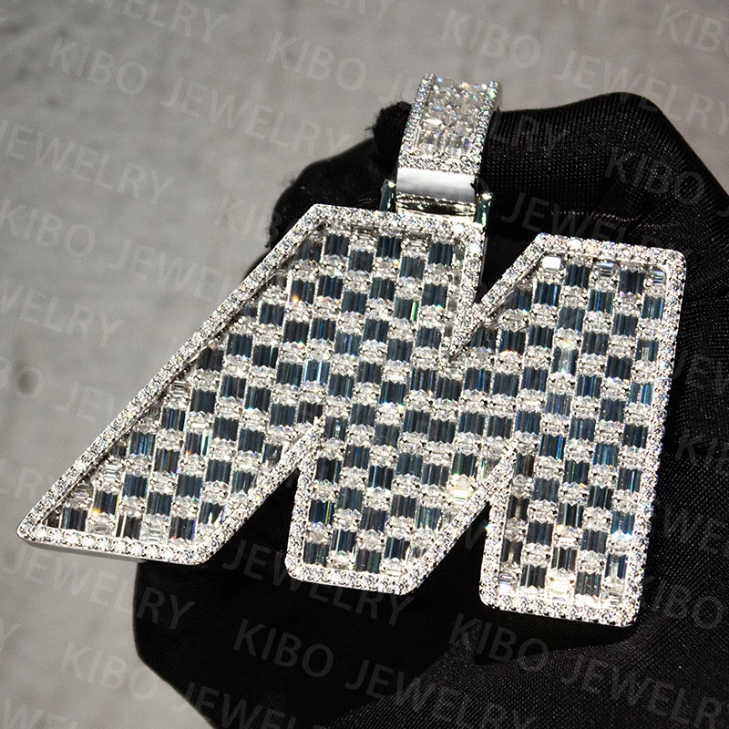 Emerald Cut VVS D Moissanite Pendant 925 Sterling Silver Custom Moissanite Pendant Necklace Pass Diamond Tester