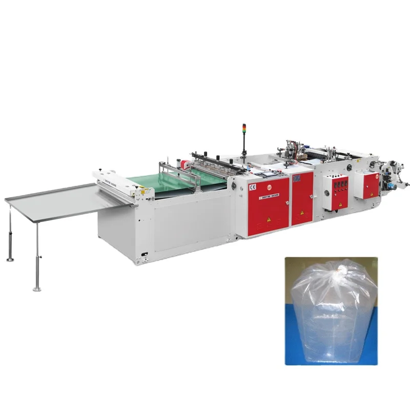 2 line LDPE plastic baging machine to make heavy duty Medical garbage bag by fly knife bottom seal cutting bag making equipment