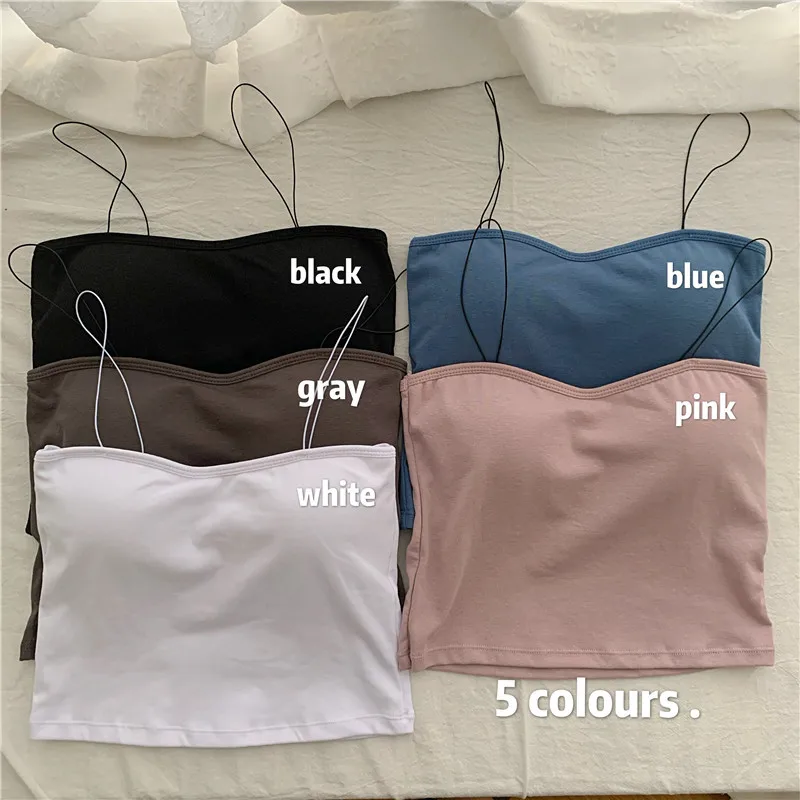 Korean version of oil painting beautiful back short outer wear with chest pad without steel ring ladies camisole