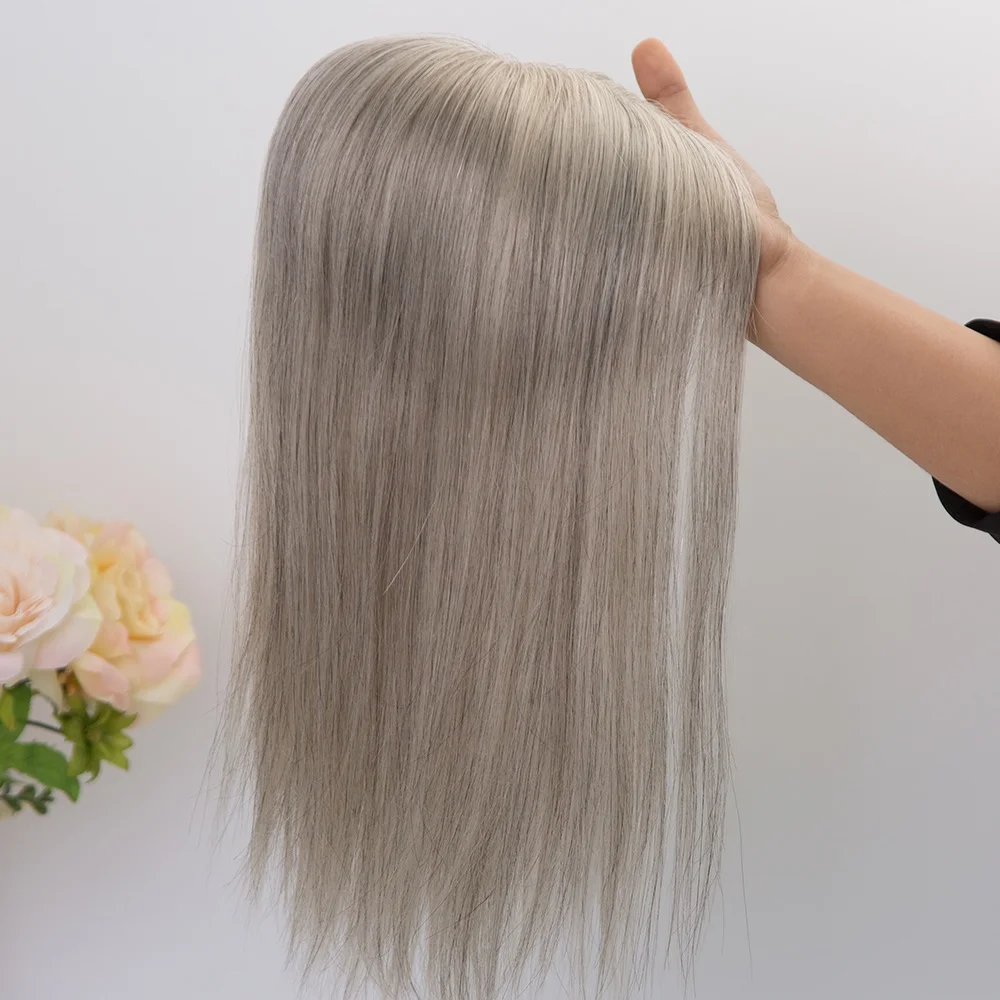 MT-85 double drawn european human hair topper for thinning hair pear shape topper low density hair topper