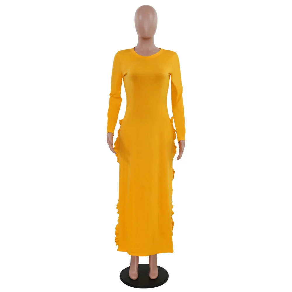 91010-MX76 сексуальные длинные женские платья с разрезом и оборками