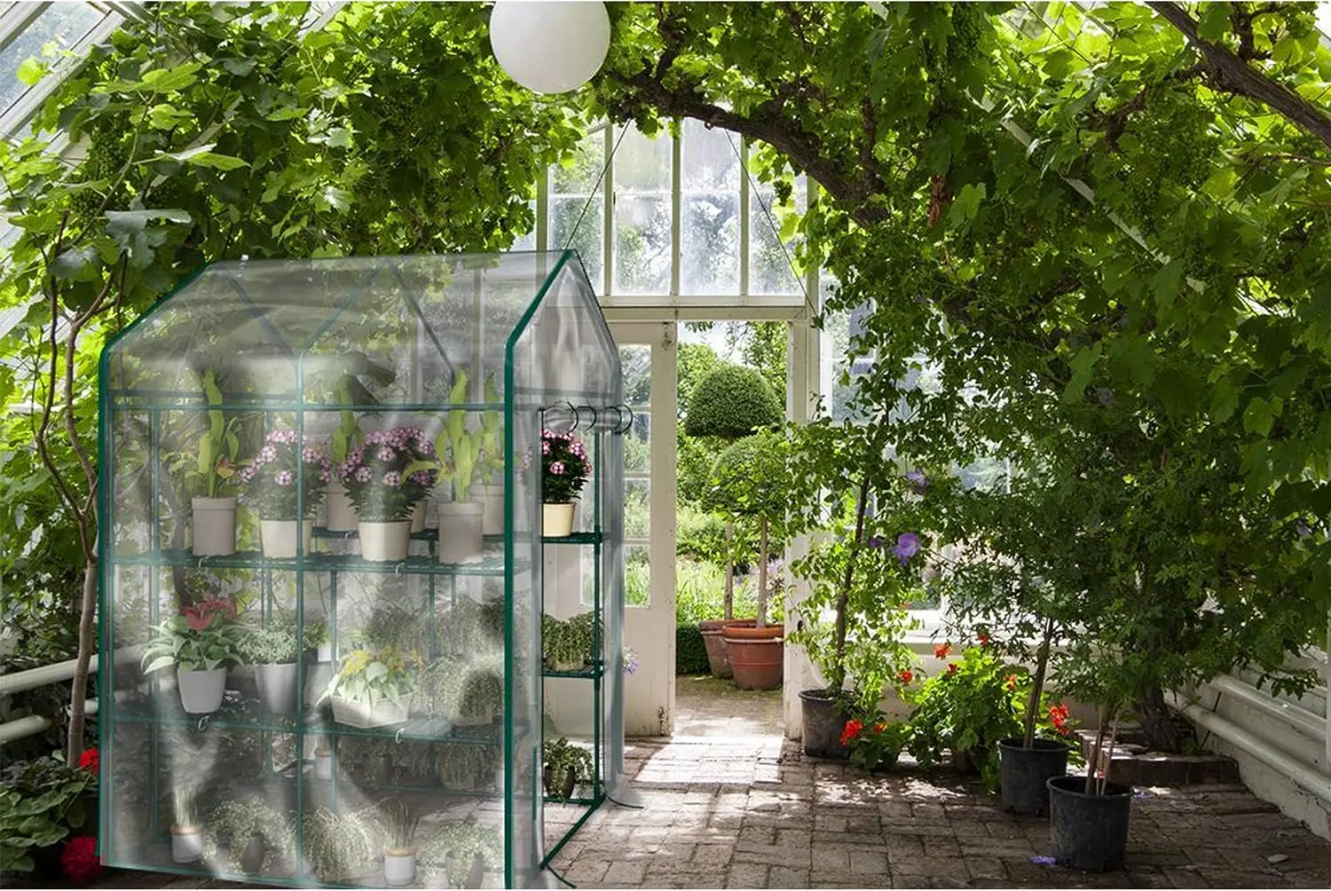 Greenhouse- Indoor Outdoor with 8 Sturdy Shelves-Grow Plants, Seedlings, Herbs, or Flowers In Any Season-Gardening Rack