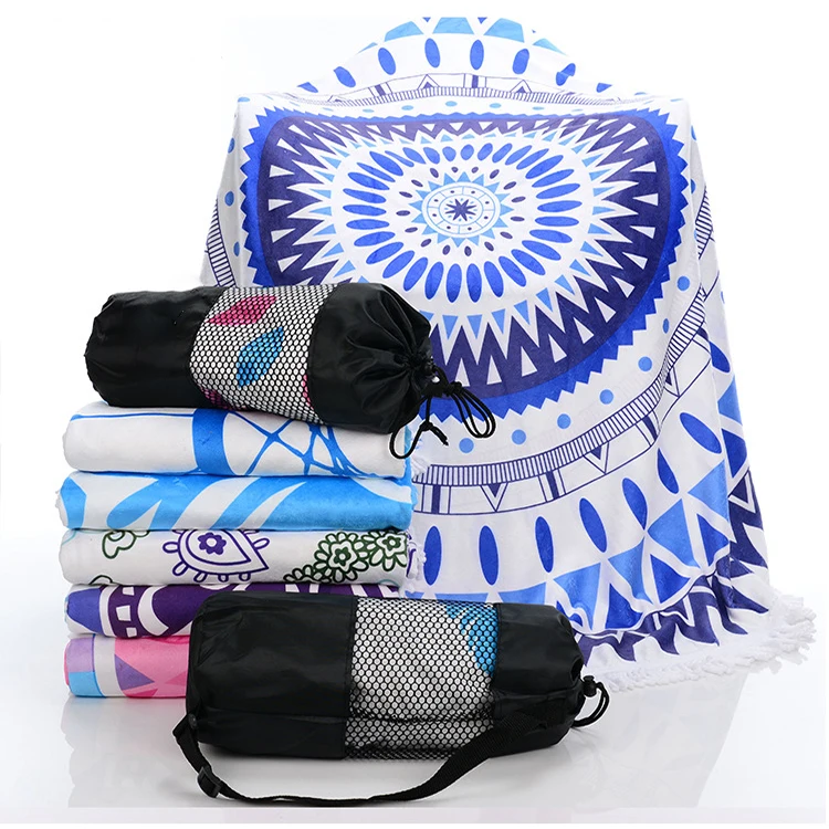 Custom logo towel beach wholesale luxury 100% cotton woven tassels high quality round beach towels