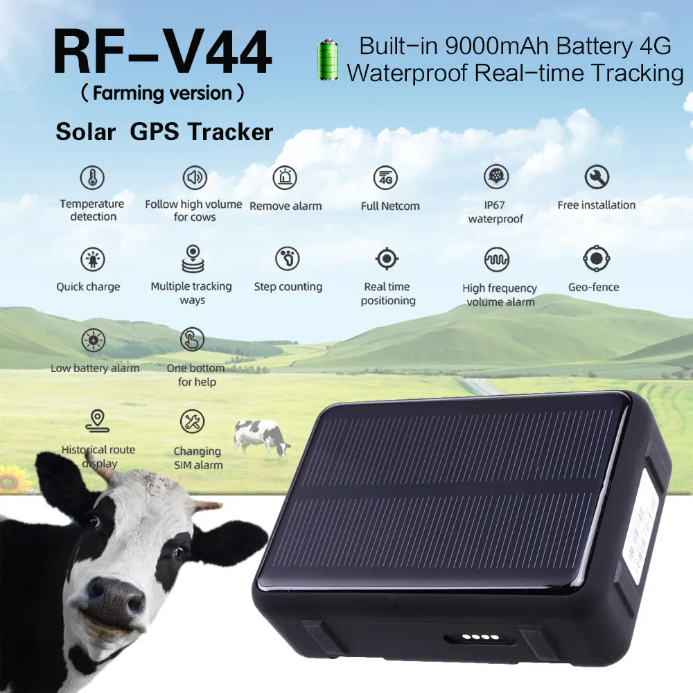 9000mAh IP67 Waterproof 4G LTE Real time Solar Power Camel GPS Position Wild Animal Locator Sheep Horse Cattle Tracking Device