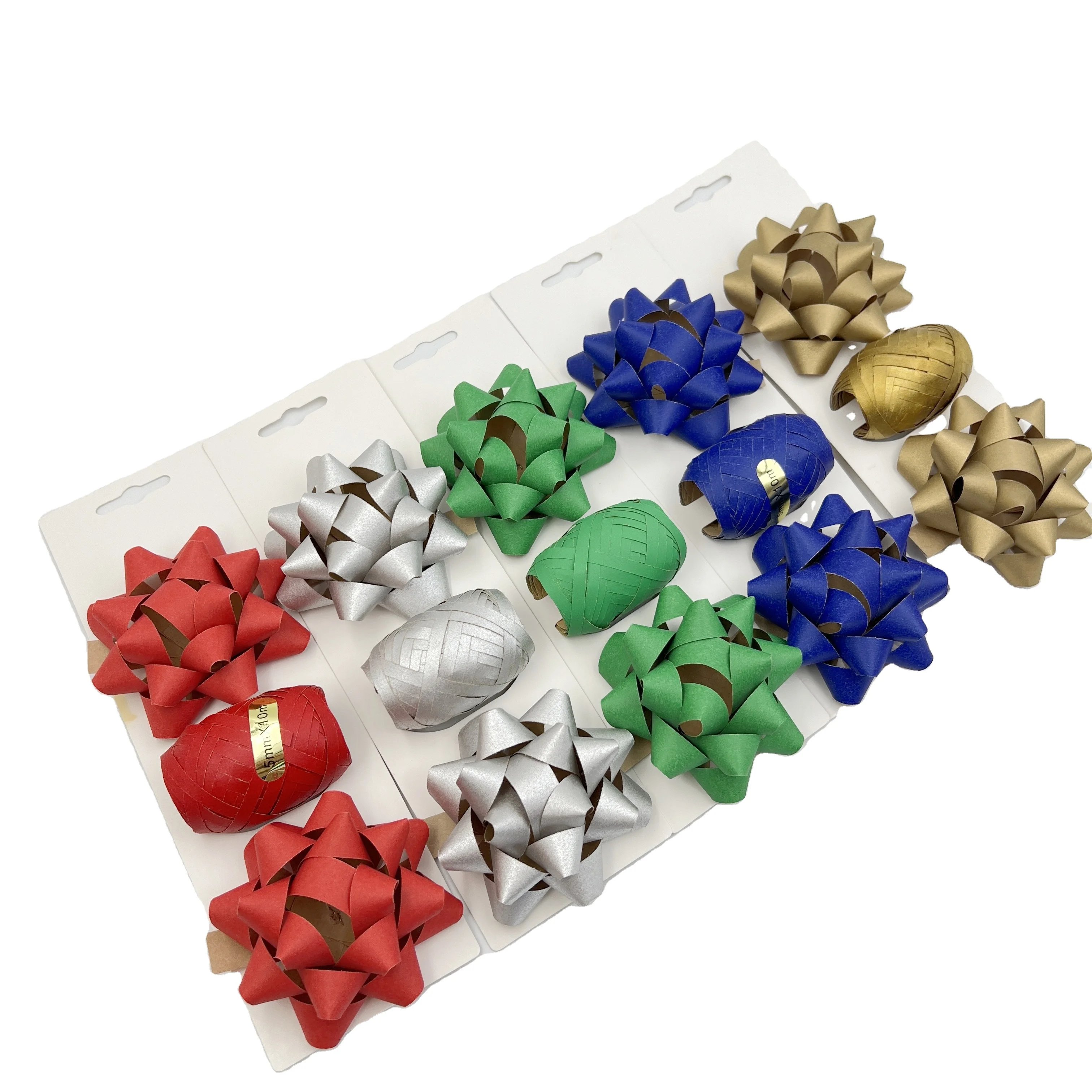 Paper Ribbon Set Paper Kraft Decorative E-co Friendly Star Bow and Ribbon Egg for Gift Packaging