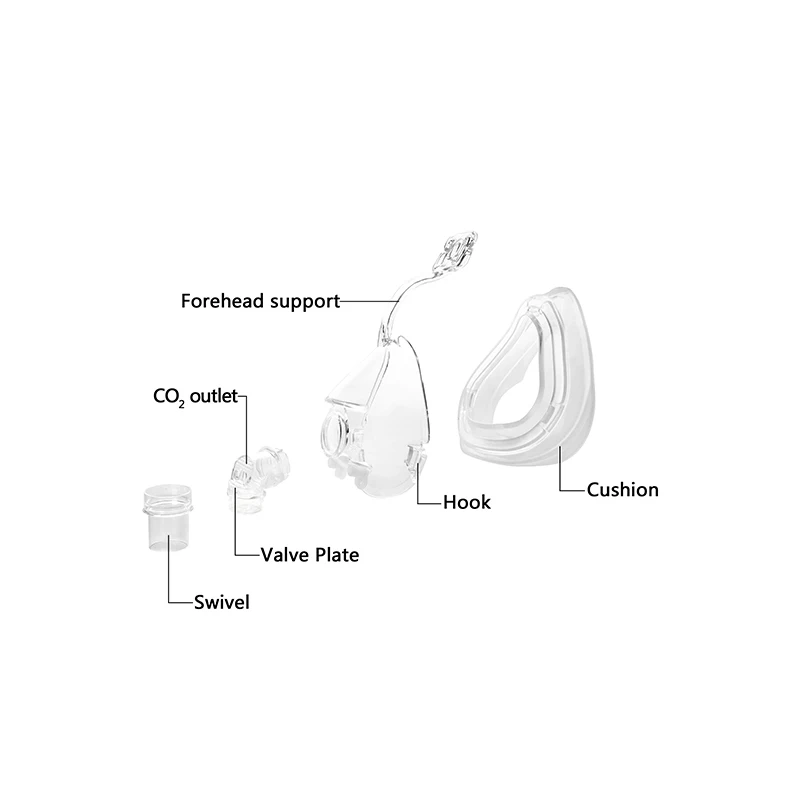 
FA-04A full face CPAP silicone face shield for auto BIPAP BMC Resmed Respironics machine with black cpap headgear straps 