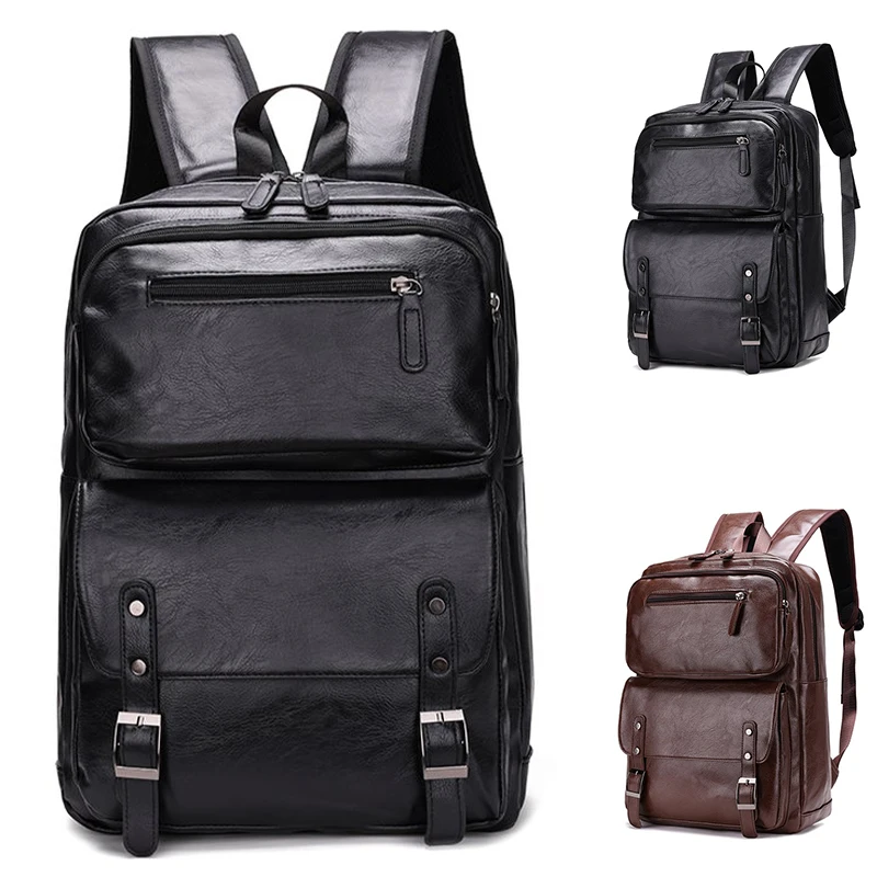 Fashion Large Capacity Waterproof Computer Bag for College Student Custom Men Leather Backpack