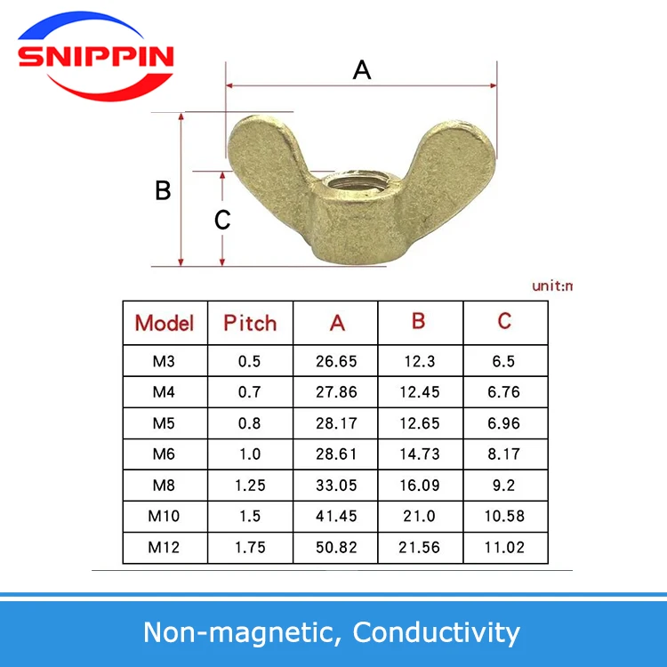 M3 M4 M5 M6 M8 M10 M12 M14 M16 M18 M20 Brass Wing Nuts Copper Butterfly Nuts Hand Tighten Nut DIN315 Chinese Factory