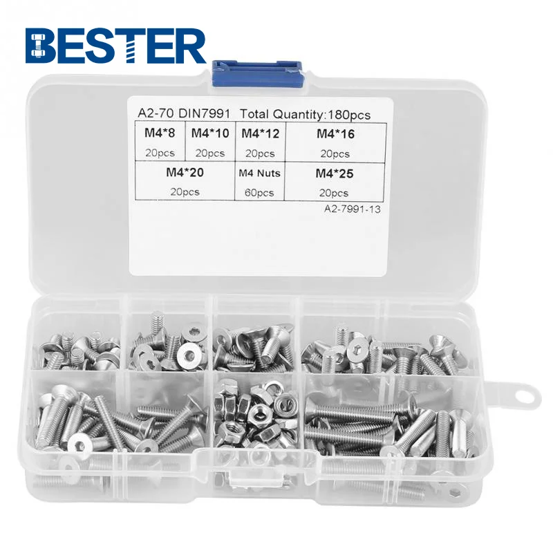 Fasteners stainless steel 100pcs 1000 piece nuts and bolts assortment kit