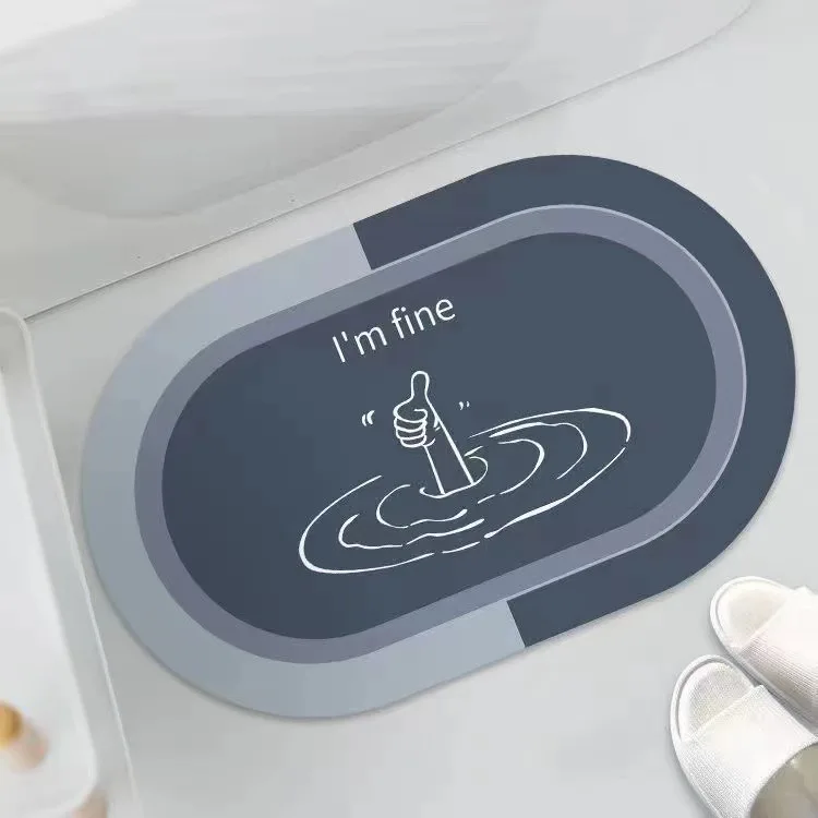 quick drying different shaped super absorbent anti-slip rug set custom floor foot diatomite bath mat for bathroom