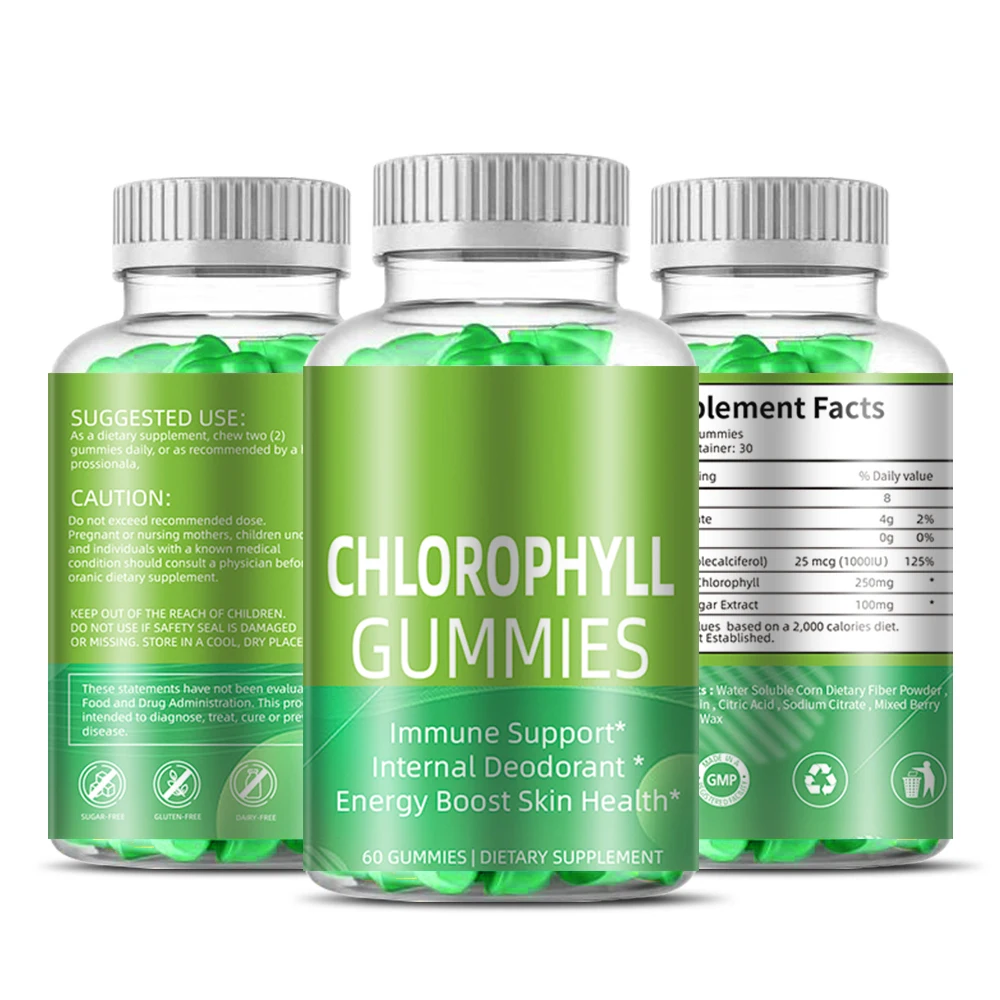 OEM/ODM Private Label Organic Vegan Chlorophyll Gummies Chlorophyll gummy for Detox Diarrhea Promote Digestion