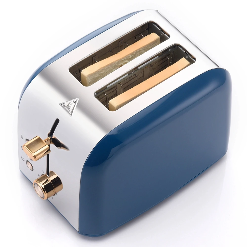 Home Retro Chrome Decorative Toaster Stainless Steel Wide Slot Electric Control Sandwich Maker