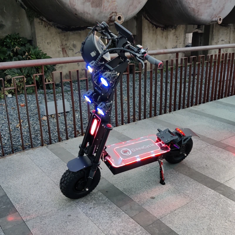 14 Inch Wide Tires 10000 15000 Watt Dual Motor Fast All Terrain Off Road Electric Scooter with Remote Control RGB Light
